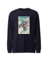 Samurai Ski Winter Sport Ukiyo-e Unisex Long Sleeve Tee Navy - Samurai Original