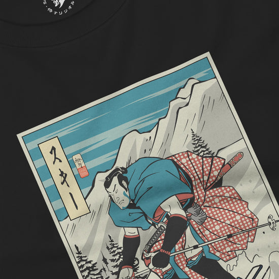 Samurai Ski Winter Sport Ukiyo-e Unisex Long Sleeve Tee - Samurai Original
