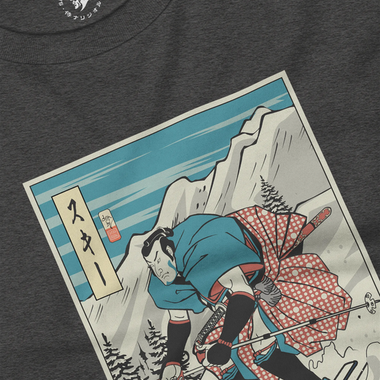 Samurai Ski Winter Sport Ukiyo-e Unisex Long Sleeve Tee - Samurai Original