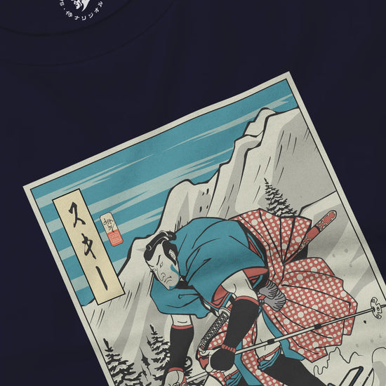 Samurai Ski Winter Sport Ukiyo-e Unisex Long Sleeve Tee - Samurai Original