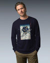 Skiing Samurai Ukiyo-e Unisex Long Sleeve Tee - Samurai Original
