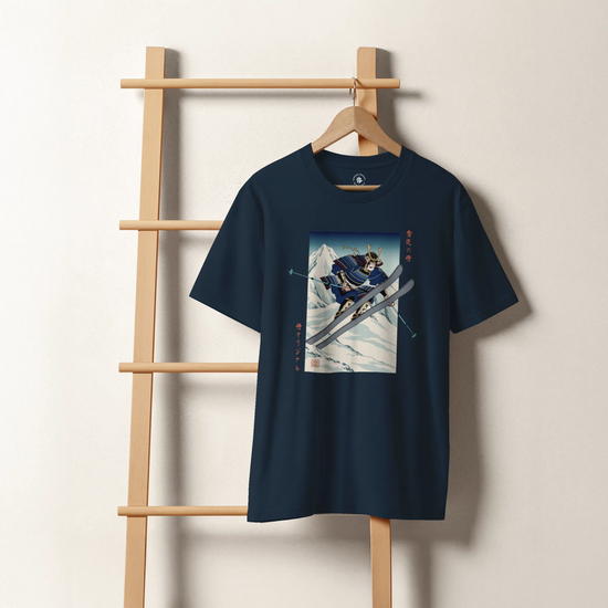 Skiing Samurai Ukiyo-e Organic T-shirt - Samurai Original