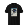 Skiing Samurai Ukiyo-e Organic T-shirt Black - Samurai Original
