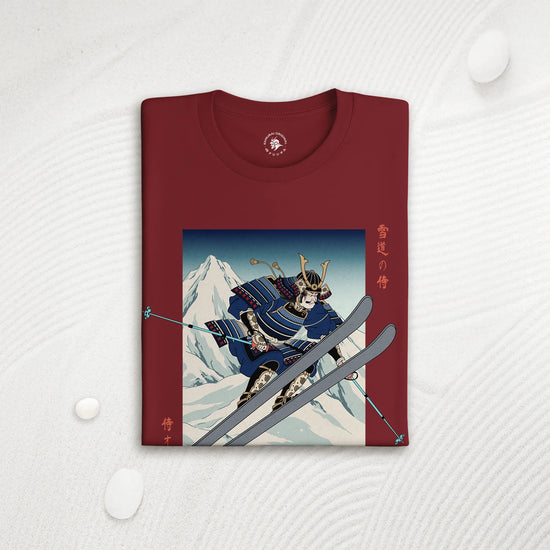 Skiing Samurai Ukiyo-e Organic T-shirt - Samurai Original