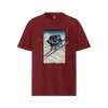 Skiing Samurai Ukiyo-e Organic T-shirt Burgundy - Samurai Original