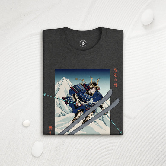 Skiing Samurai Ukiyo-e Organic T-shirt - Samurai Original