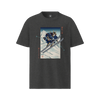 Skiing Samurai Ukiyo-e Organic T-shirt Dark Heather Grey - Samurai Original