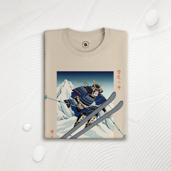 Skiing Samurai Ukiyo-e Organic T-shirt - Samurai Original