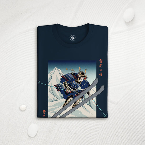 Skiing Samurai Ukiyo-e Organic T-shirt - Samurai Original