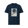 Skiing Samurai Ukiyo-e Organic T-shirt French Navy - Samurai Original
