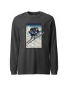 Skiing Samurai Ukiyo-e Unisex Long Sleeve Tee Dark Grey Heather - Samurai Original
