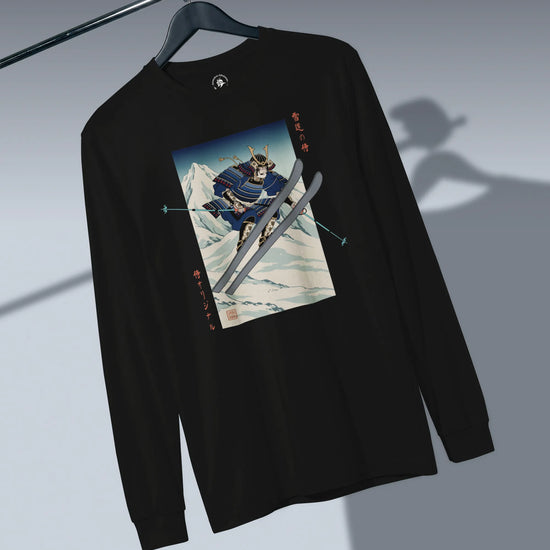 Skiing Samurai Ukiyo-e Unisex Long Sleeve Tee - Samurai Original