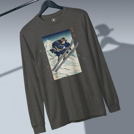 Skiing Samurai Ukiyo-e Unisex Long Sleeve Tee - Samurai Original