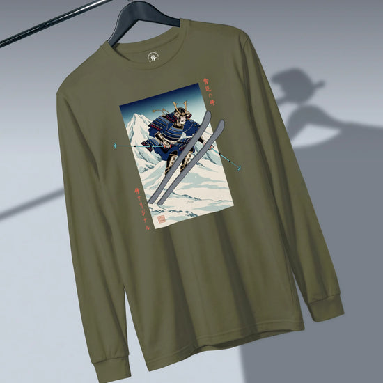 Skiing Samurai Ukiyo-e Unisex Long Sleeve Tee - Samurai Original