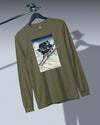 Skiing Samurai Ukiyo-e Unisex Long Sleeve Tee - Samurai Original