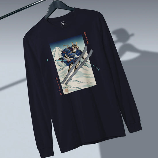 Skiing Samurai Ukiyo-e Unisex Long Sleeve Tee - Samurai Original