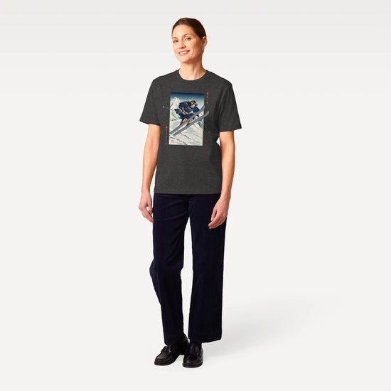 Skiing Samurai Ukiyo-e Organic T-shirt - Samurai Original
