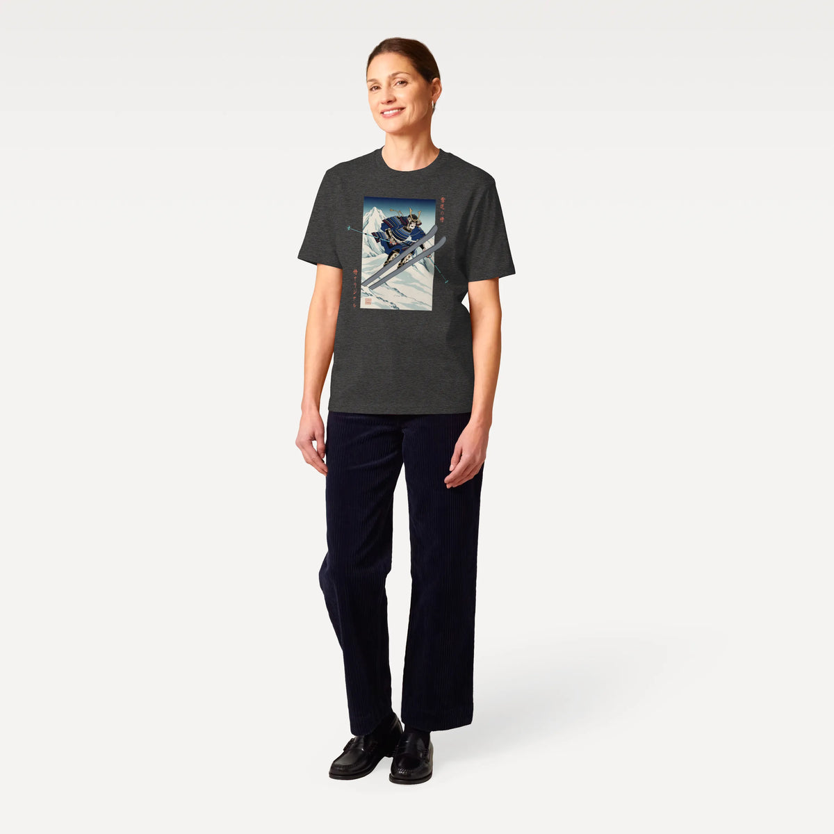 Skiing Samurai Ukiyo-e Organic T-shirt - Samurai Original