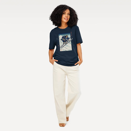 Skiing Samurai Ukiyo-e Organic T-shirt - Samurai Original