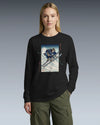 Skiing Samurai Ukiyo-e Unisex Long Sleeve Tee - Samurai Original