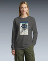 Skiing Samurai Ukiyo-e Unisex Long Sleeve Tee - Samurai Original