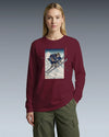 Skiing Samurai Ukiyo-e Unisex Long Sleeve Tee - Samurai Original