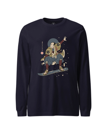 Samurai Snowboard 2  Winter Sport Ukiyo-e Unisex Long Sleeve Tee