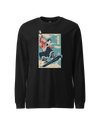 Samurai Snowboard Winter Sport Ukiyo-e Unisex Long Sleeve Tee Black - Samurai Original