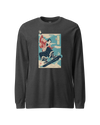 Samurai Snowboard Winter Sport Ukiyo-e Unisex Long Sleeve Tee Dark Grey Heather - Samurai Original