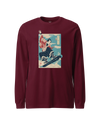 Samurai Snowboard Winter Sport Ukiyo-e Unisex Long Sleeve Tee Maroon - Samurai Original