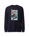 Samurai Snowboard Winter Sport Ukiyo-e Unisex Long Sleeve Tee Navy - Samurai Original