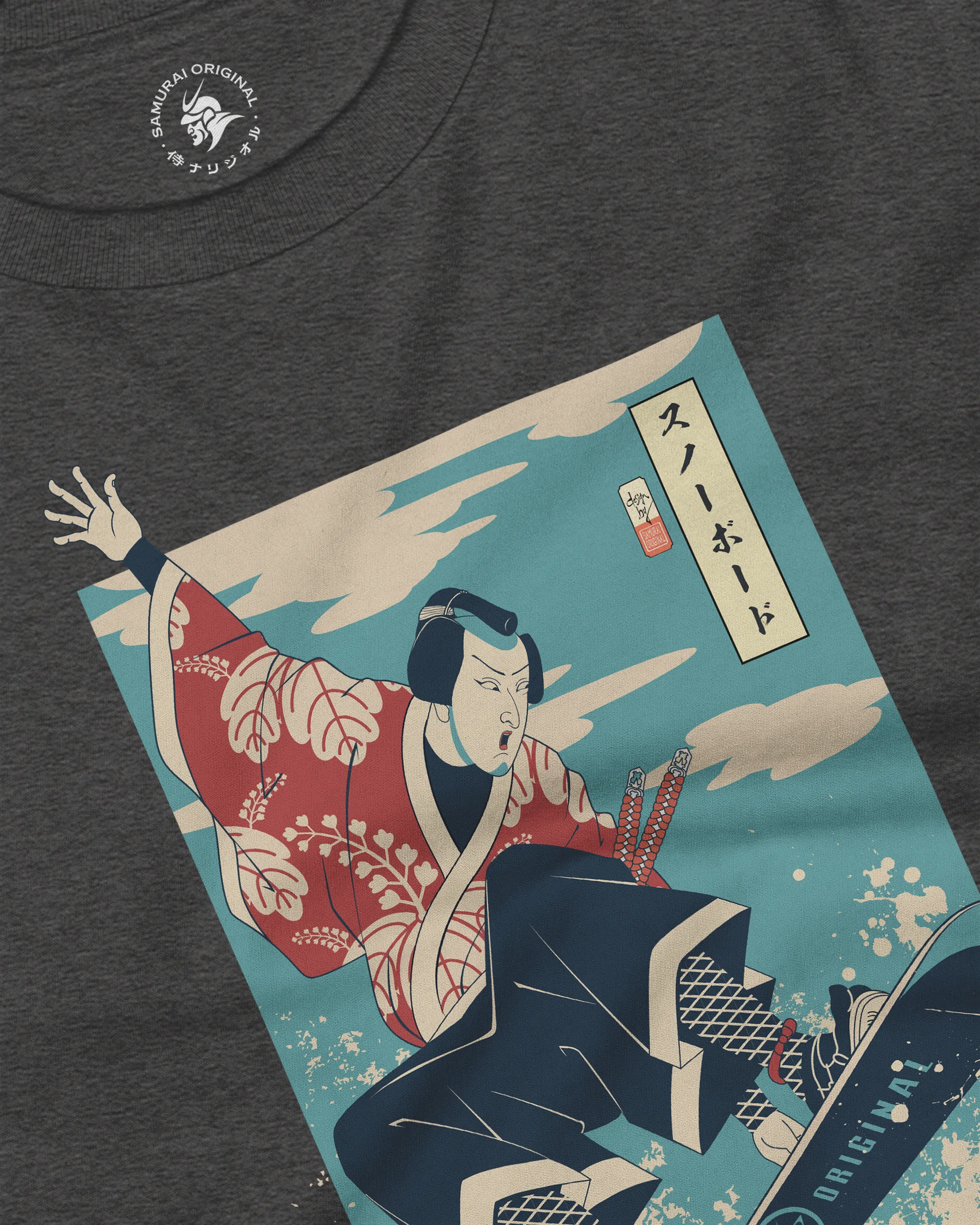 Samurai Snowboard Winter Sport Ukiyo-e Unisex Long Sleeve Tee - Samurai Original