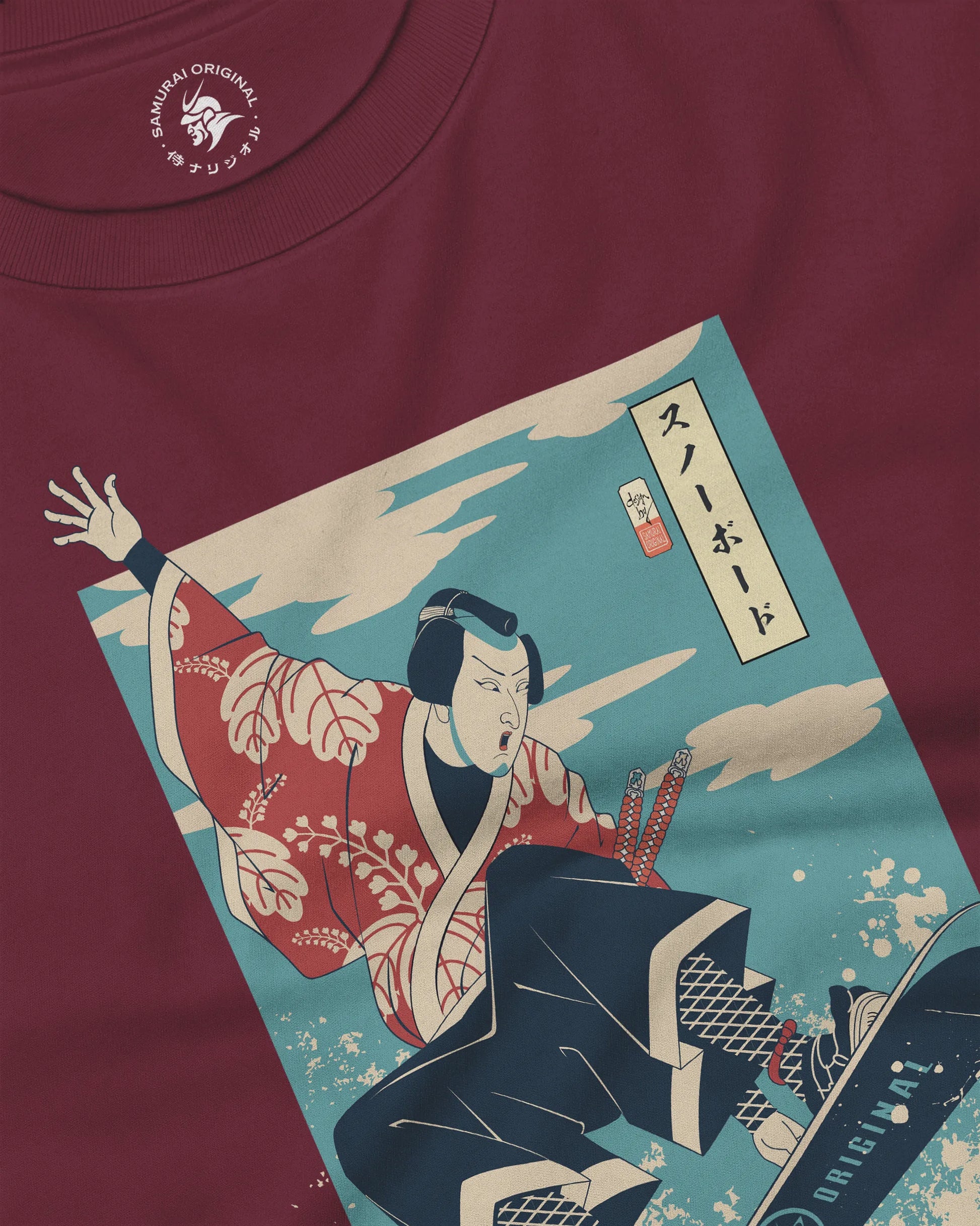 Samurai Snowboard Winter Sport Ukiyo-e Unisex Long Sleeve Tee - Samurai Original