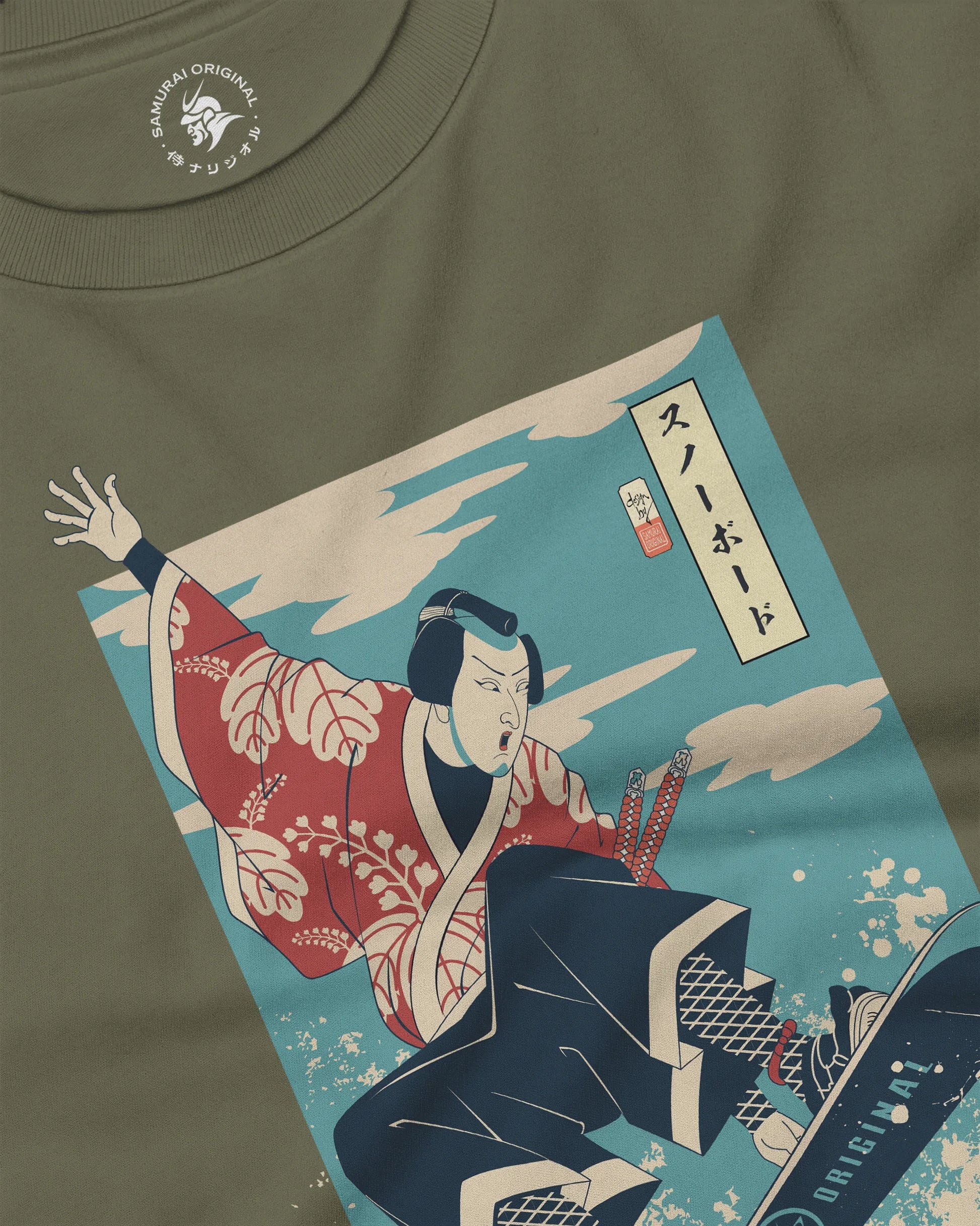 Samurai Snowboard Winter Sport Ukiyo-e Unisex Long Sleeve Tee - Samurai Original