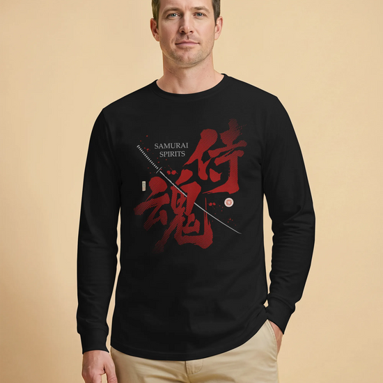 Samurai Spirits Kanji Calligraphy Unisex Long Sleeve Tee - Samurai Original