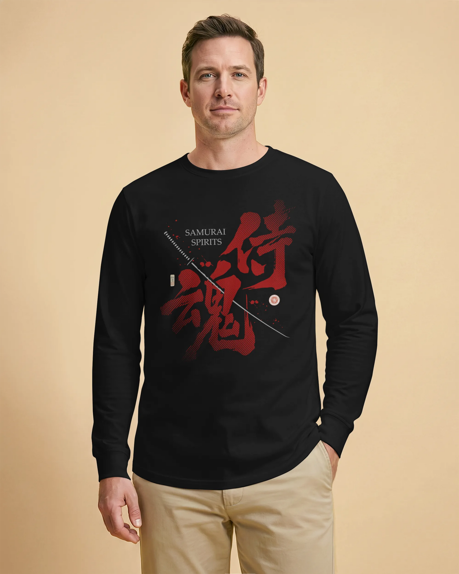 Samurai Spirits Kanji Calligraphy Unisex Long Sleeve Tee - Samurai Original