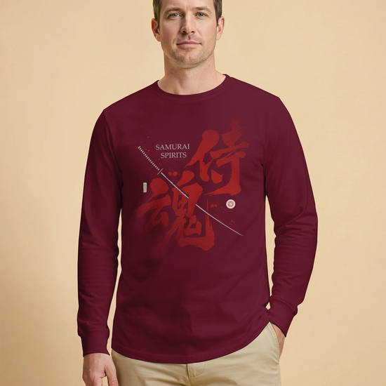 Samurai Spirits Kanji Calligraphy Unisex Long Sleeve Tee - Samurai Original