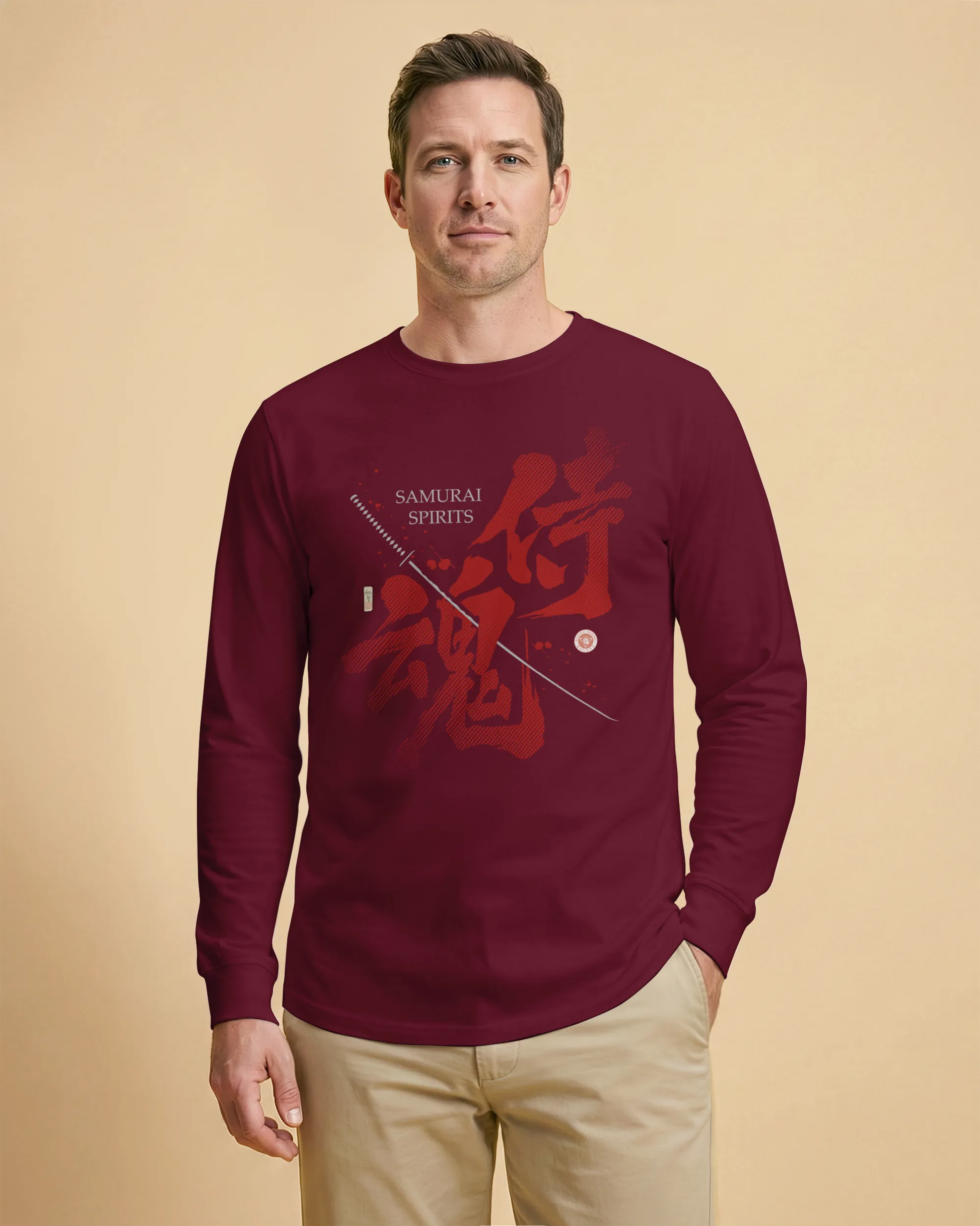 Samurai Spirits Kanji Calligraphy Unisex Long Sleeve Tee - Samurai Original