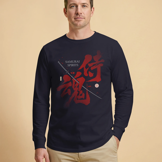 Samurai Spirits Kanji Calligraphy Unisex Long Sleeve Tee - Samurai Original