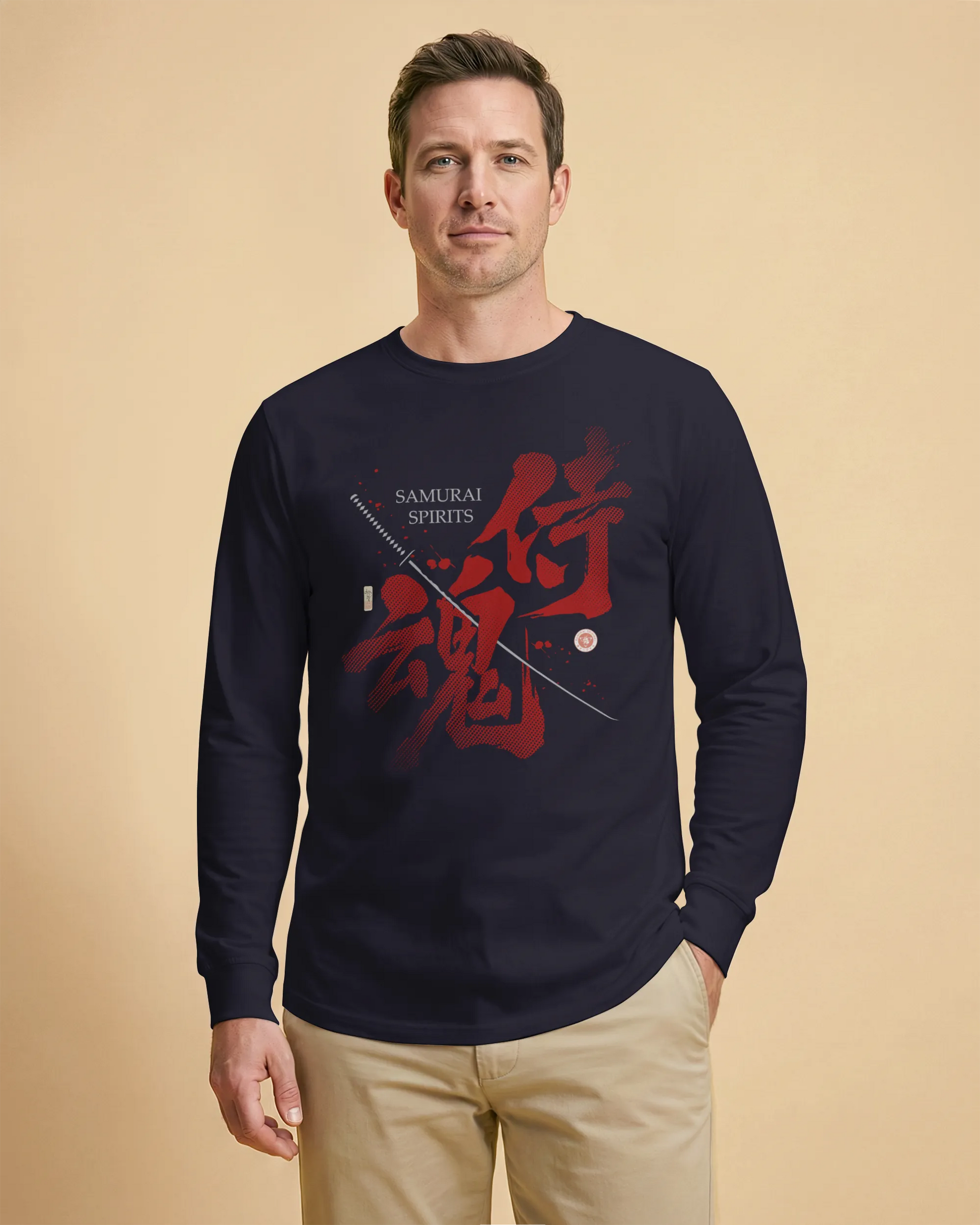 Samurai Spirits Kanji Calligraphy Unisex Long Sleeve Tee - Samurai Original
