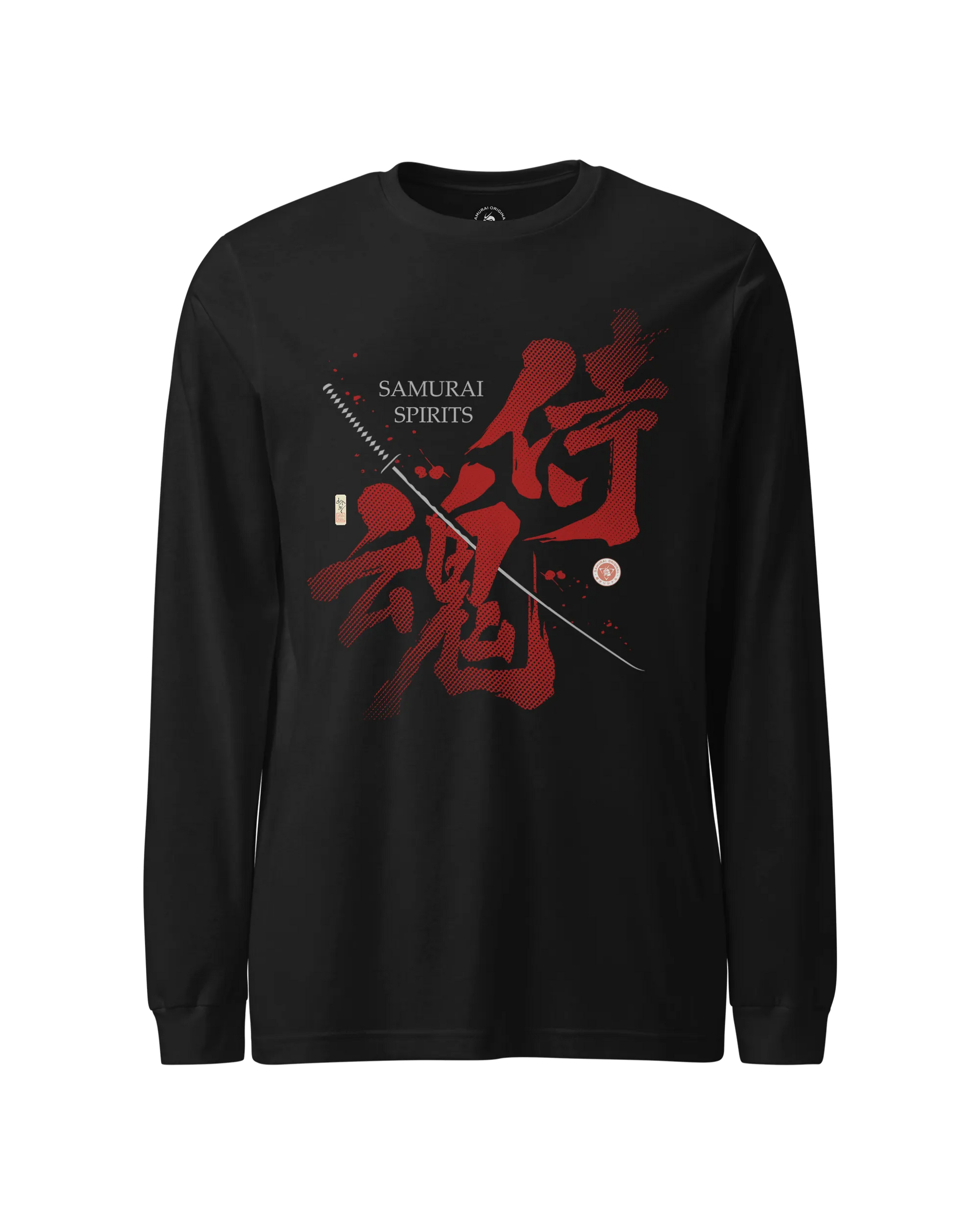 Samurai Spirits Kanji Calligraphy Unisex Long Sleeve Tee Black - Samurai Original
