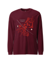 Samurai Spirits Kanji Calligraphy Unisex Long Sleeve Tee Maroon - Samurai Original