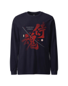 Samurai Spirits Kanji Calligraphy Unisex Long Sleeve Tee Navy - Samurai Original