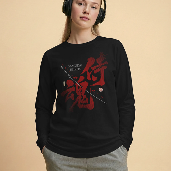 Samurai Spirits Kanji Calligraphy Unisex Long Sleeve Tee - Samurai Original