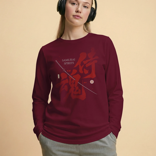 Samurai Spirits Kanji Calligraphy Unisex Long Sleeve Tee - Samurai Original