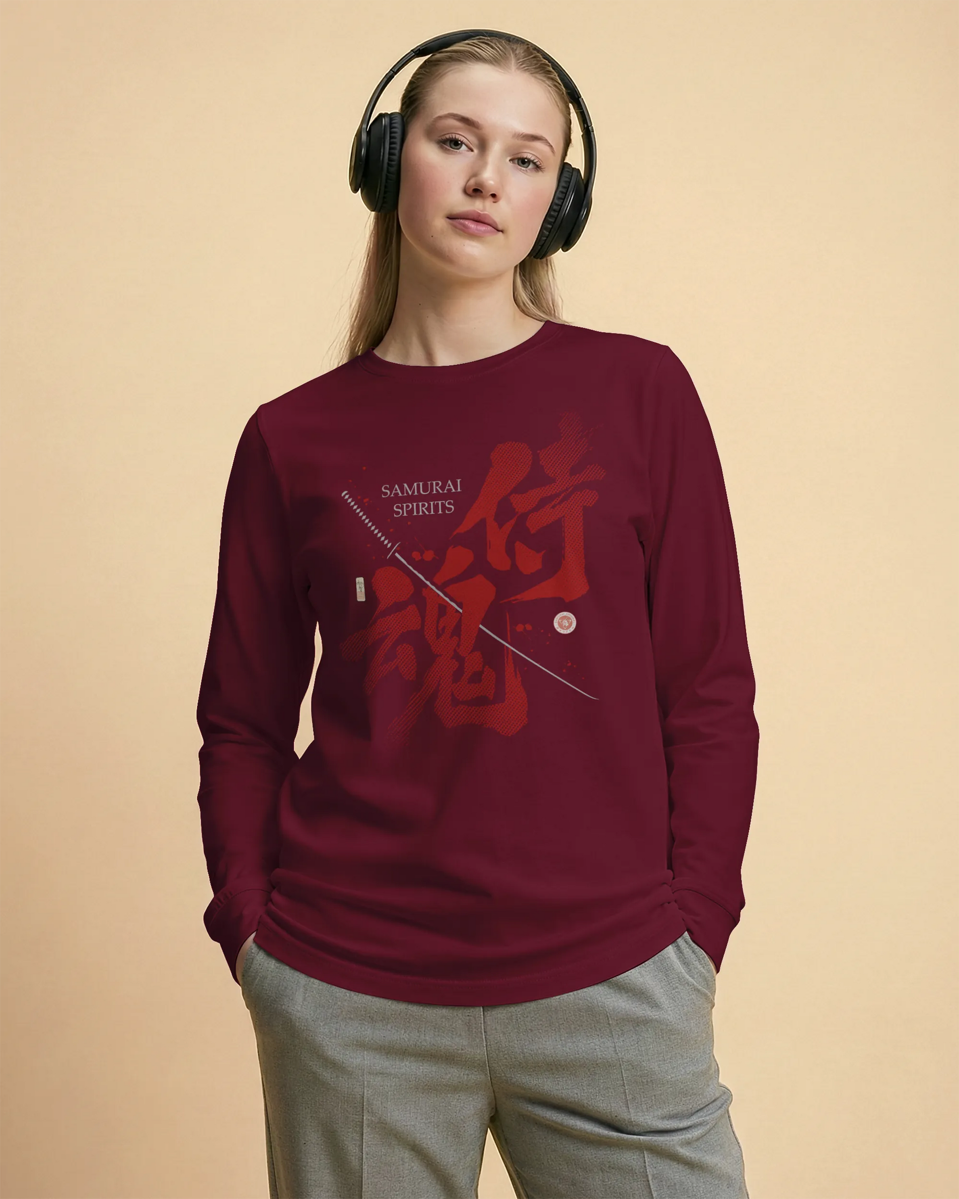 Samurai Spirits Kanji Calligraphy Unisex Long Sleeve Tee - Samurai Original