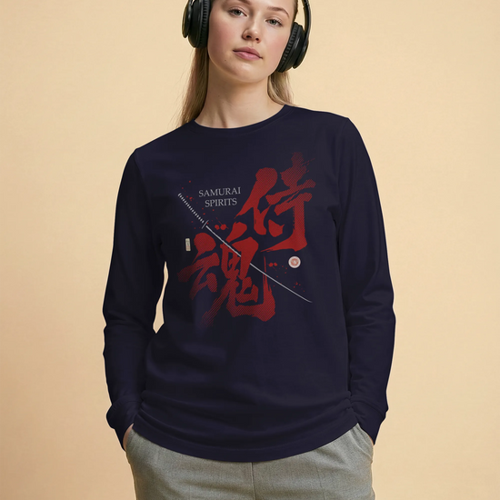 Samurai Spirits Kanji Calligraphy Unisex Long Sleeve Tee - Samurai Original