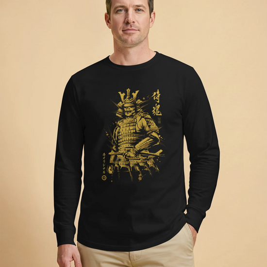 Samurai Sumi-e Japanese Ink Painting Unisex Long Sleeve Tee - Samurai Original
