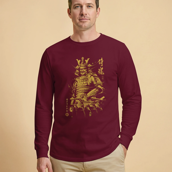 Samurai Sumi-e Japanese Ink Painting Unisex Long Sleeve Tee - Samurai Original