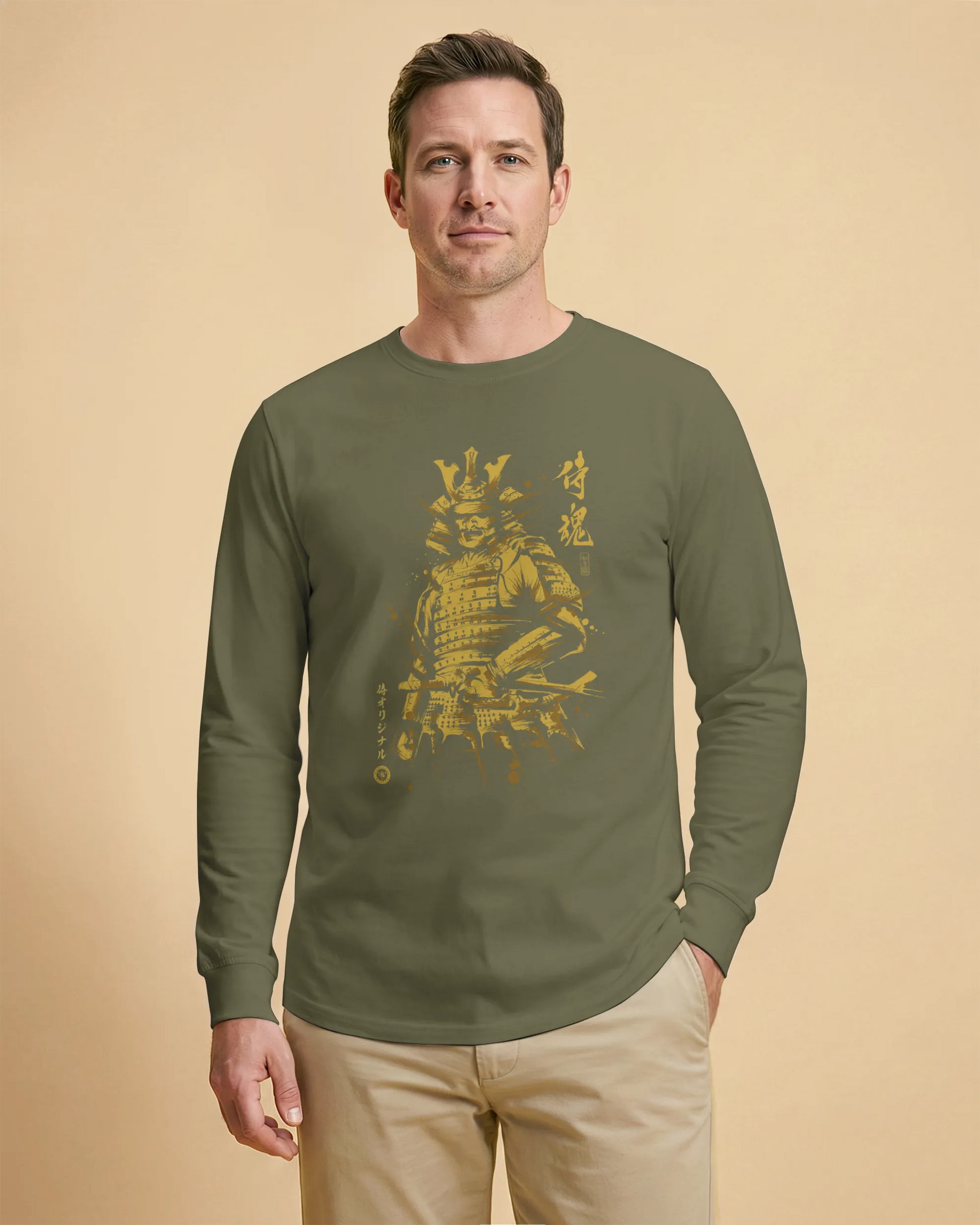 Samurai Sumi-e Japanese Ink Painting Unisex Long Sleeve Tee - Samurai Original